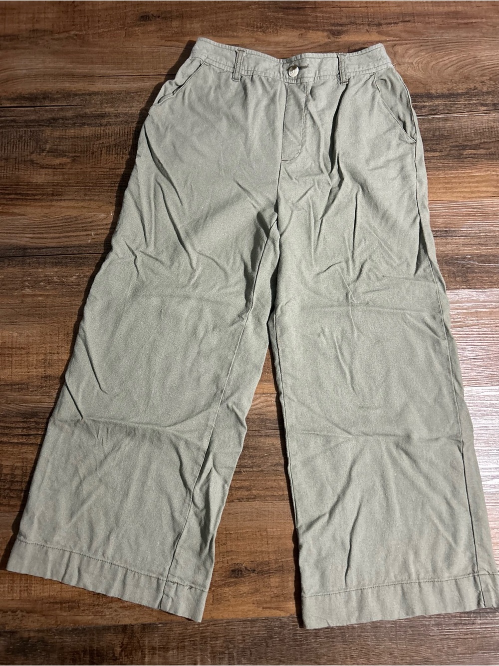 Rewash Women’s Wide-Leg Linen pants in Light Sage Sz M